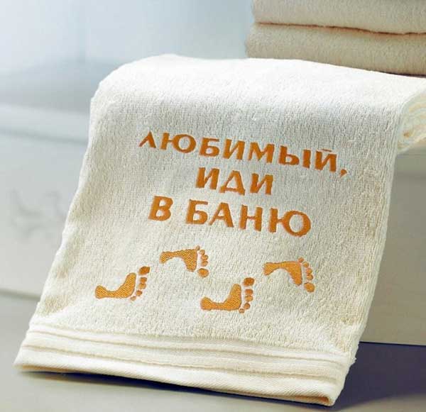 Вышивка надписей на банных шапках